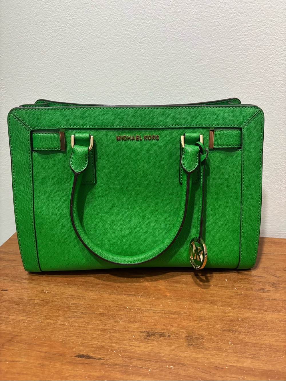 Authentic Michael Kors Green Saffiano Leather Satchel